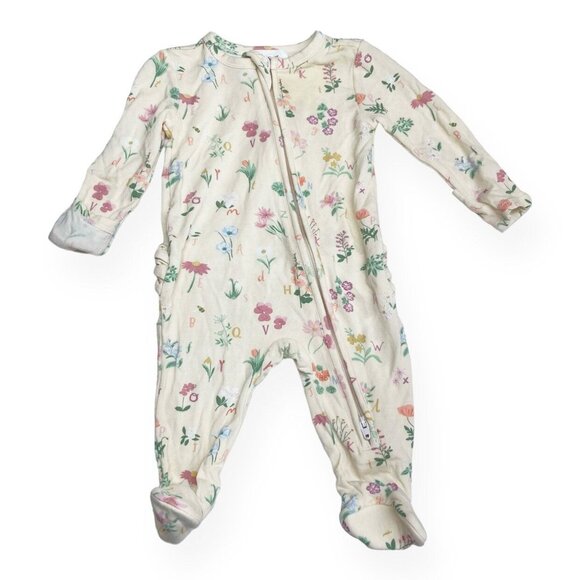 Angel Dear 0-3 mos ABC Florals Bamboo Viscose Ruffle Butt Footie Sleeper Stretch - Picture 1 of 8